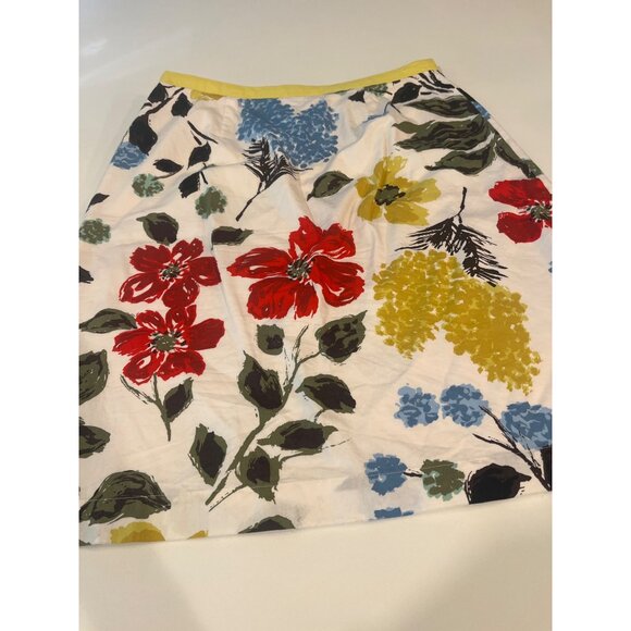 Boden Floral A-Line Skirt UK10/US6 Yellow Trim Cotton Blend - Picture 8 of 8